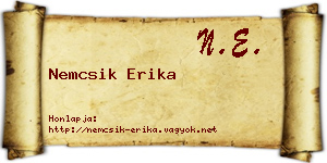 Nemcsik Erika névjegykártya